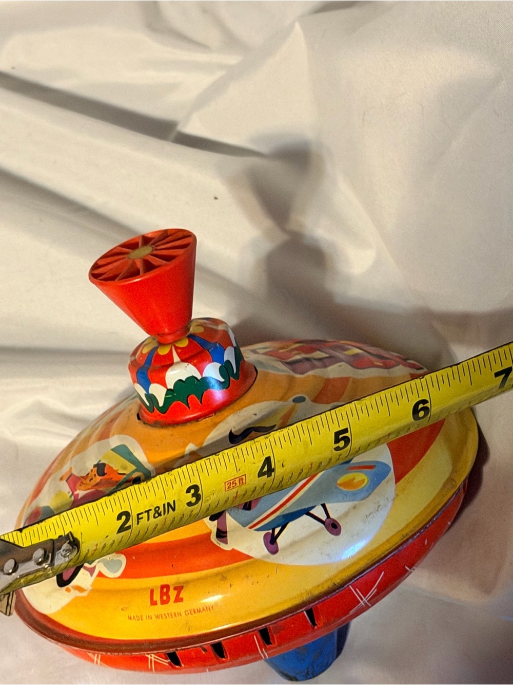 Vintage LBZ Tin Spinning Top Toy Made in Western Germany | Mid Century - Picture 9 of 9